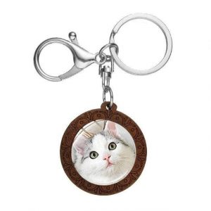 Porte Clef Chat Bois