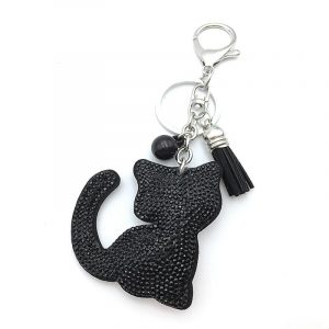 Porte-clef chat pompon