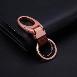 Porte cle cuir acier