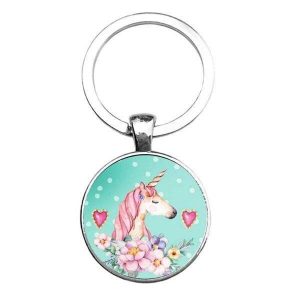 Porte Clé Licorne Fleur