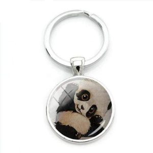 porte clé panda cabochon