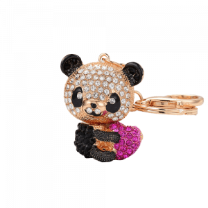 porte clé panda strass cœur