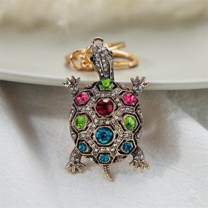 Porte clés tortue strass multicolore